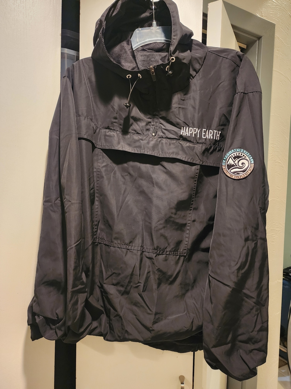 Happy Earth Black Windbreaker Jacket